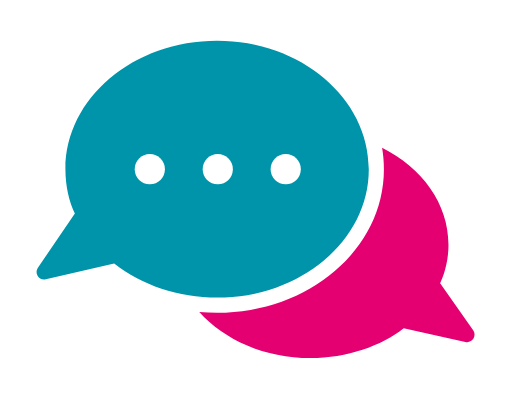 teal and pink speech bubbles teal and pink speech bubbles