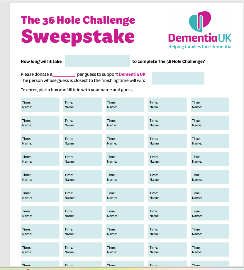 Golf sweepstake