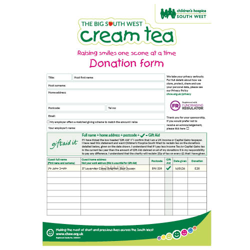 Cream Tea donation form