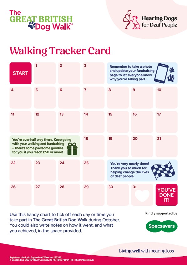 Great British Dog Walk Tracker Card