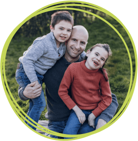 Dad with two children